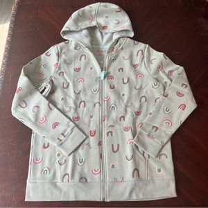 NWT Cat and Jack Mint Hooded Sweatshirt with Rainbows